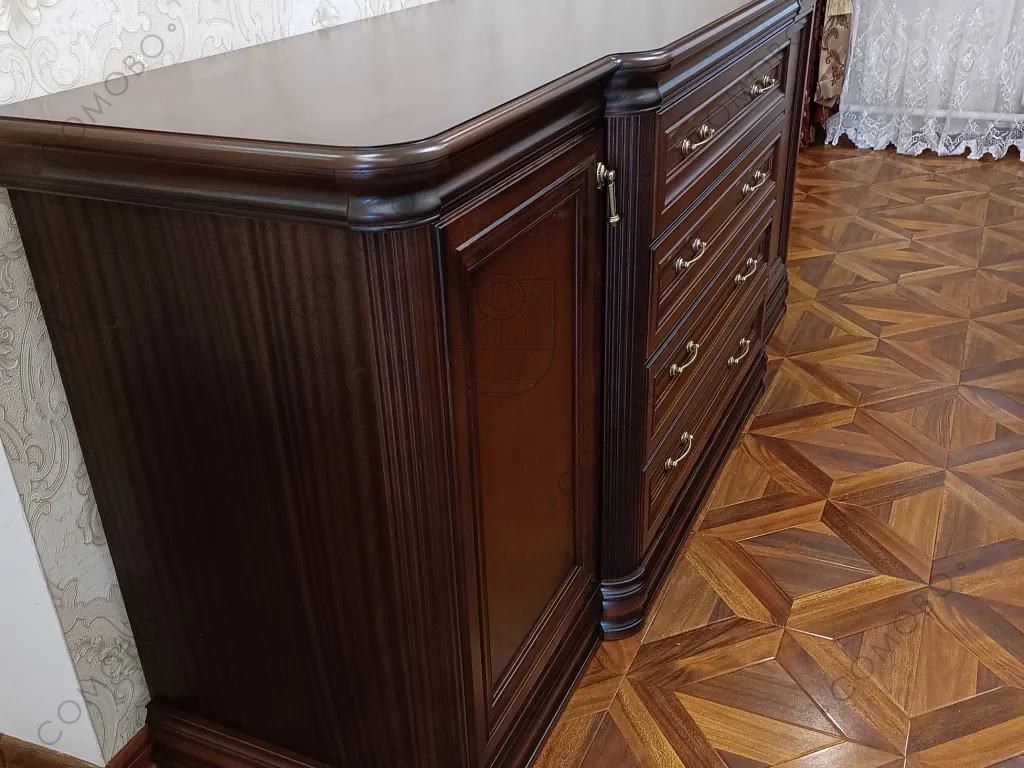 Комод большой «Василиса» с выступом, дерево, шпон, цвет махагон патина