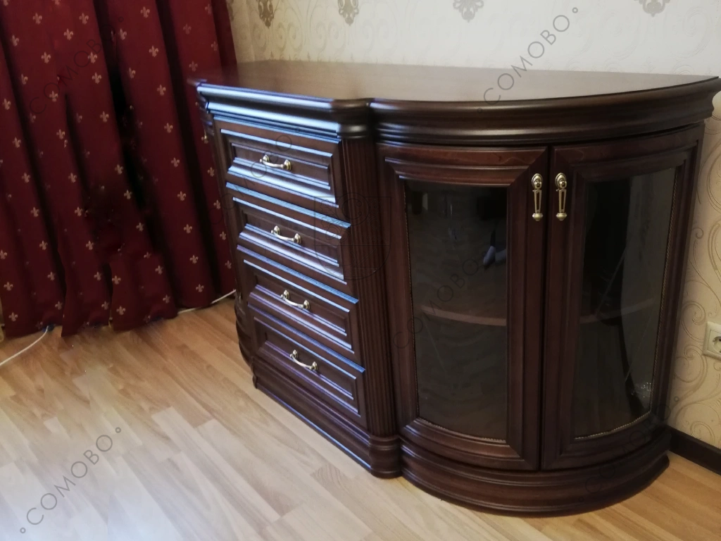 Комод малый «Василиса» витраж Ромб, массив дерева, шпон, цвет махагон патина